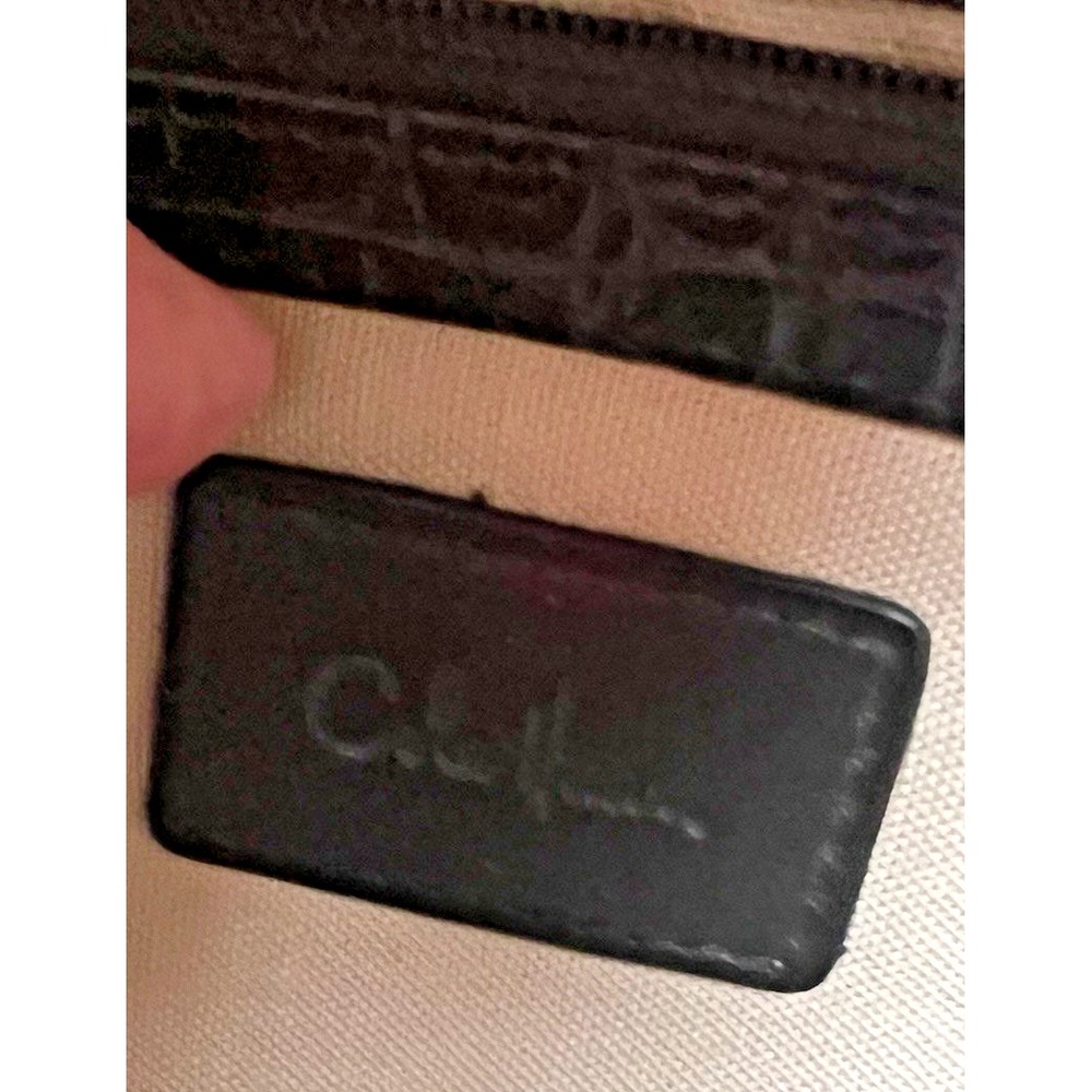 Cole Haan Elena Black Croc Embossed Clutch - Picture 9 of 11